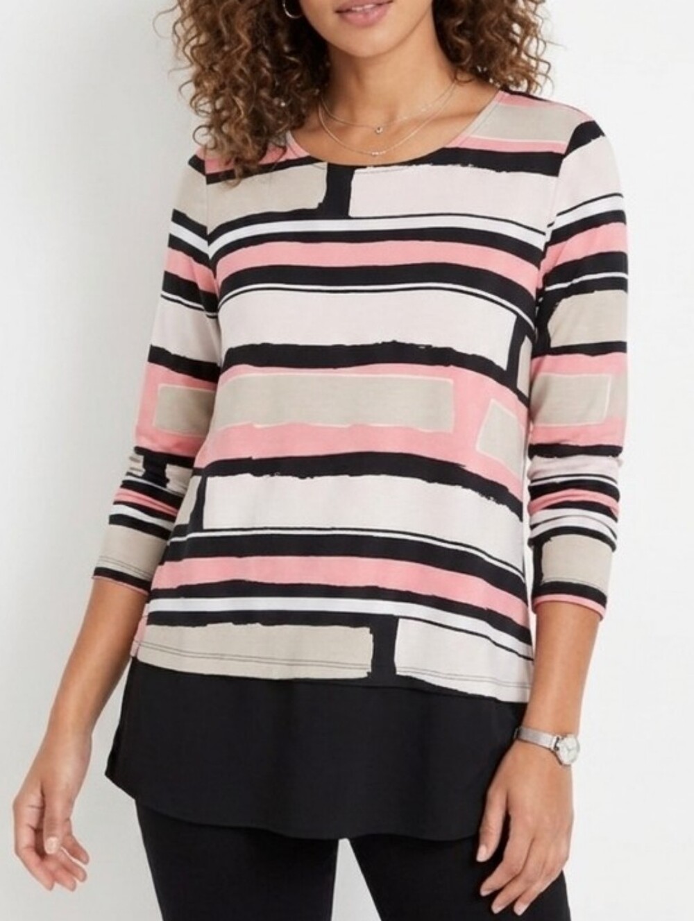 Alfani Striped Faux Layer Tunic Top - PL